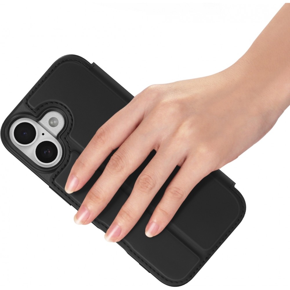 iPhone 17 Case Hülle - Dux Ducis Skin Pro - Flexibles PU & TPU Kunstleder Etui mit Klappe und Kartenfächern - Schwarz