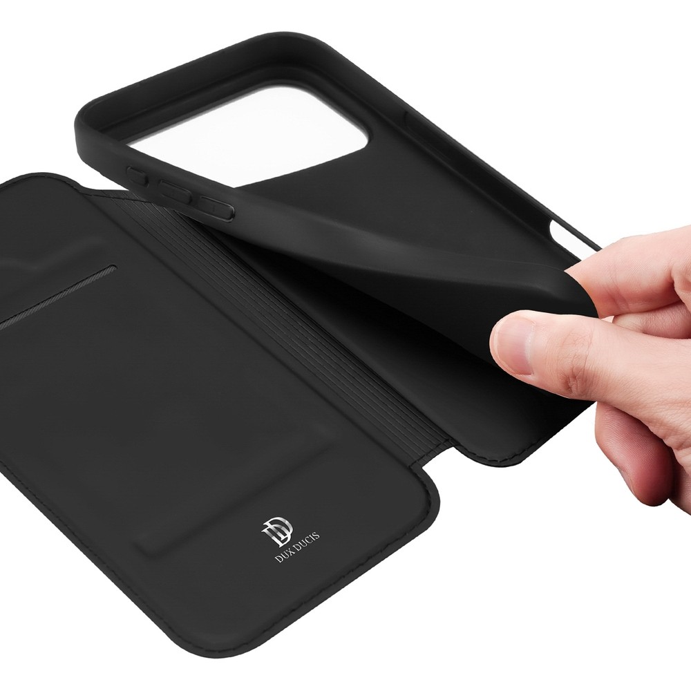 iPhone 17 Case Hülle - Dux Ducis Skin Pro - Flexibles PU & TPU Kunstleder Etui mit Klappe und Kartenfächern - Schwarz