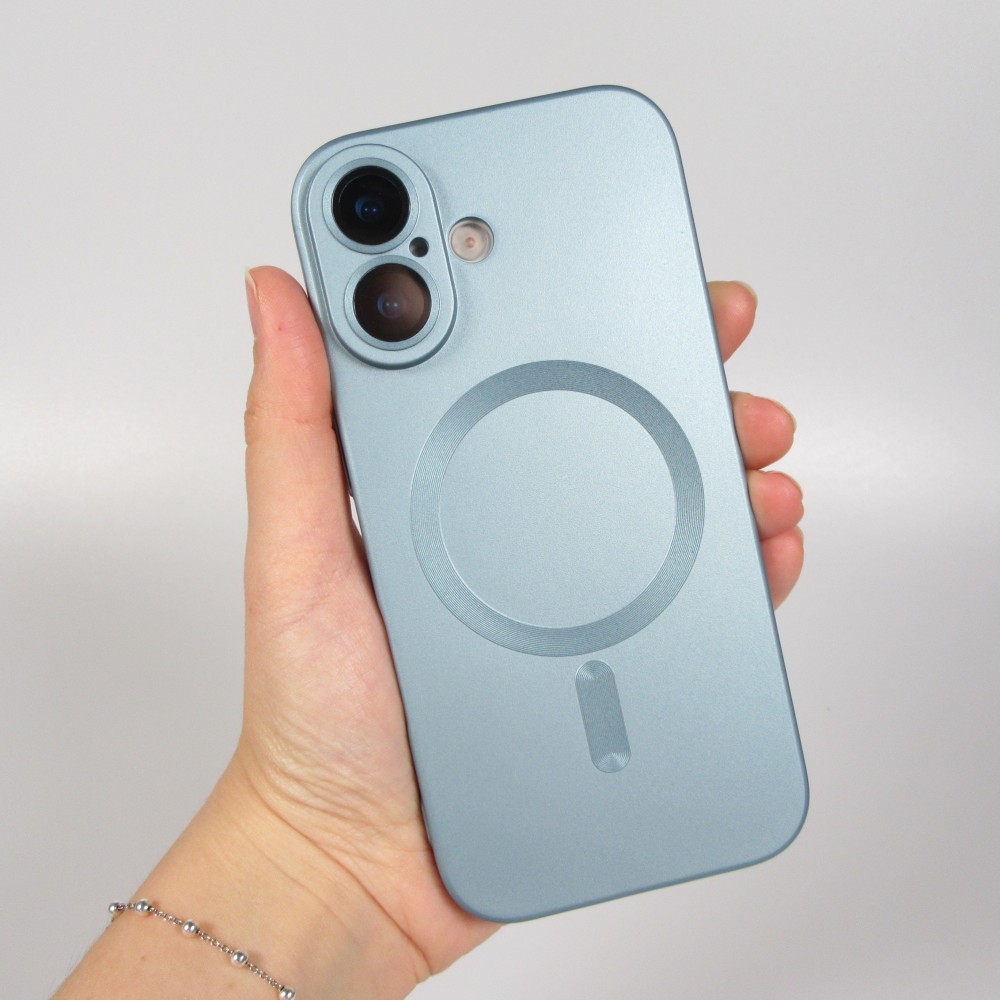 iPhone 17 Case Hülle - Gummi weich mit Kameraschutzglas MagSafe - Blau