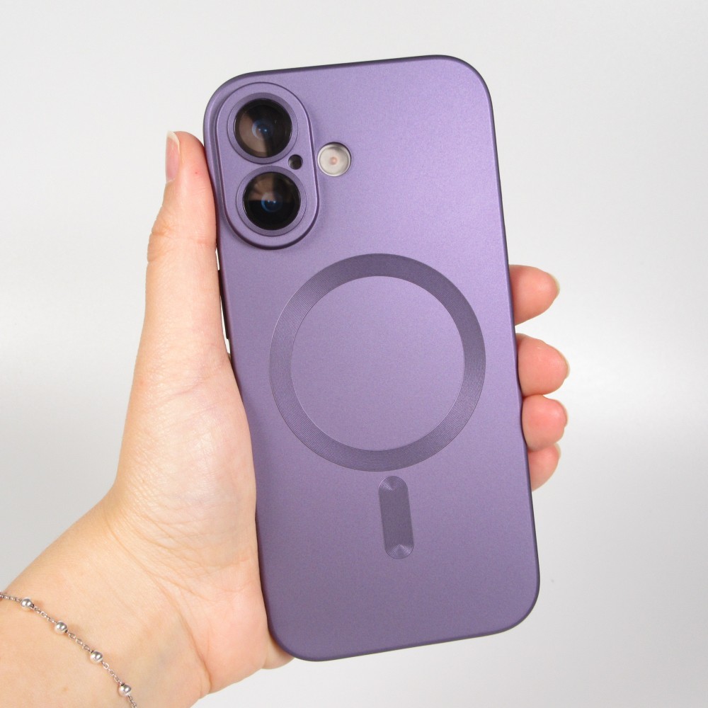 iPhone 17 Case Hülle - Gummi weich mit Kameraschutzglas MagSafe - Violett