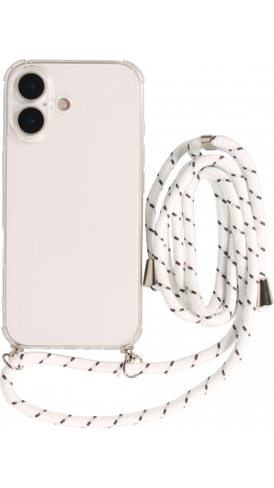 Hülle iPhone 17 - Gummi transparent mit Seil - Weiss gefleckt