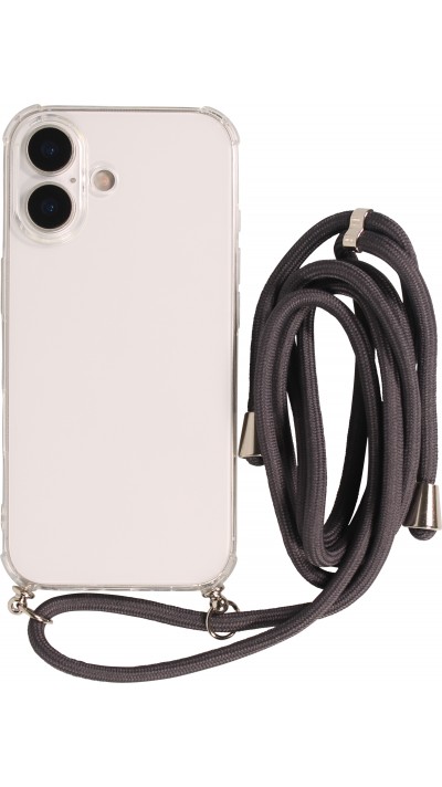 Hülle iPhone 17 - Gummi transparent mit Seil - Grau