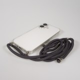 Coque iPhone 17 - Gel transparent avec lacet - Gris