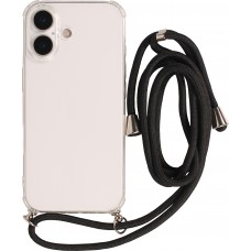 Hülle iPhone 17 - Gummi transparent mit Seil - Schwarz