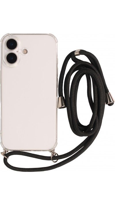 Hülle iPhone 17 - Gummi transparent mit Seil - Schwarz