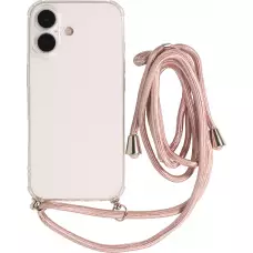 Hülle iPhone 17 - Gummi transparent mit Seil rosa - Gold