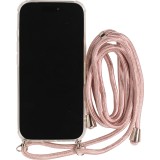 Hülle iPhone 17 - Gummi transparent mit Seil rosa - Gold