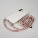 Hülle iPhone 17 - Gummi transparent mit Seil rosa - Gold