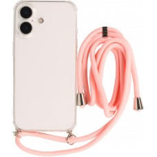 Coque iPhone 17 - Gel transparent avec lacet - Rose