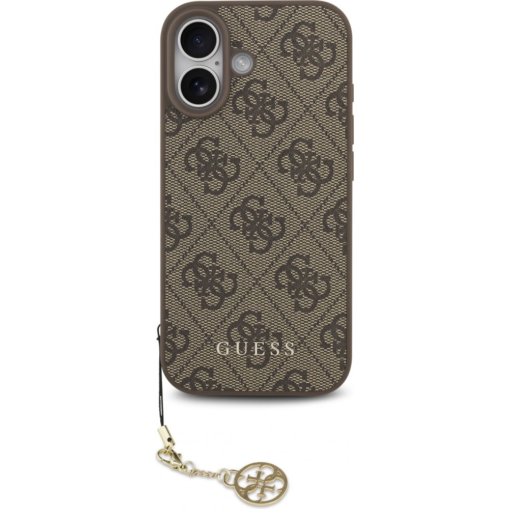 iPhone 17 Case Hülle - Guess 4G Charm Elegante Schutzhülle Raffiniertes Design Trendaccessoire - Braun