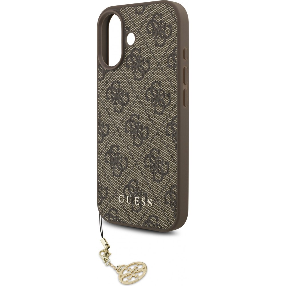 iPhone 17 Case Hülle - Guess 4G Charm Elegante Schutzhülle Raffiniertes Design Trendaccessoire - Braun