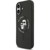 iPhone 17 Case Hülle - Karl Lagerfeld Silikonhülle mit Karl und Choupette Design, MagSafe-kompatibel - Schwarz