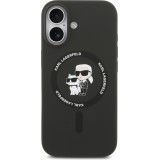 iPhone 17 Case Hülle - Karl Lagerfeld Silikonhülle mit Karl und Choupette Design, MagSafe-kompatibel - Schwarz