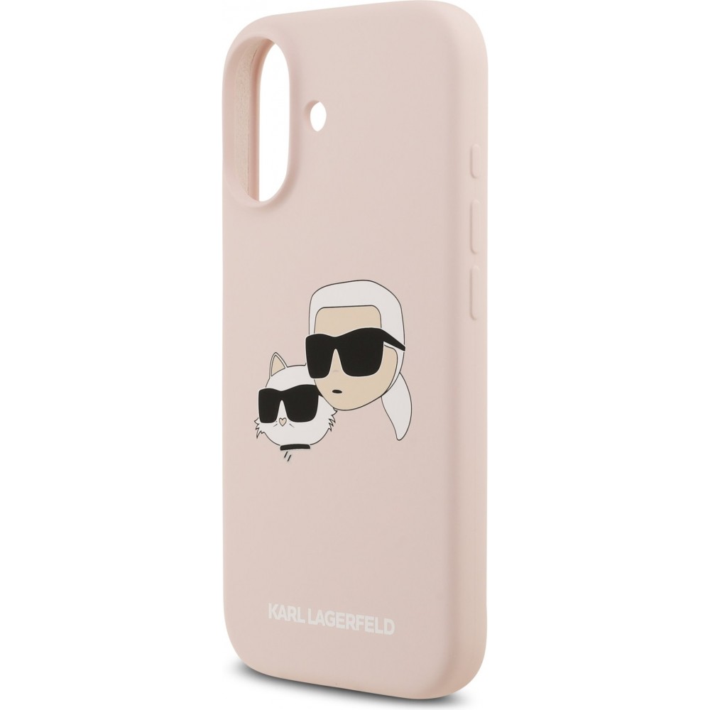 iPhone 17 Case Hülle - Karl Lagerfeld Liquid aus Silikon mit Karl- und Choupette-Design, kompatibel mit MagSafe - Rosa