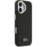 iPhone 17 Case Hülle - Lacoste Iconique Petit Piqué MagSafe Metallhalter für Kamera - Schwarz