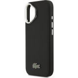 iPhone 17 Case Hülle - Lacoste Iconique Petit Piqué MagSafe Metallhalter für Kamera - Schwarz