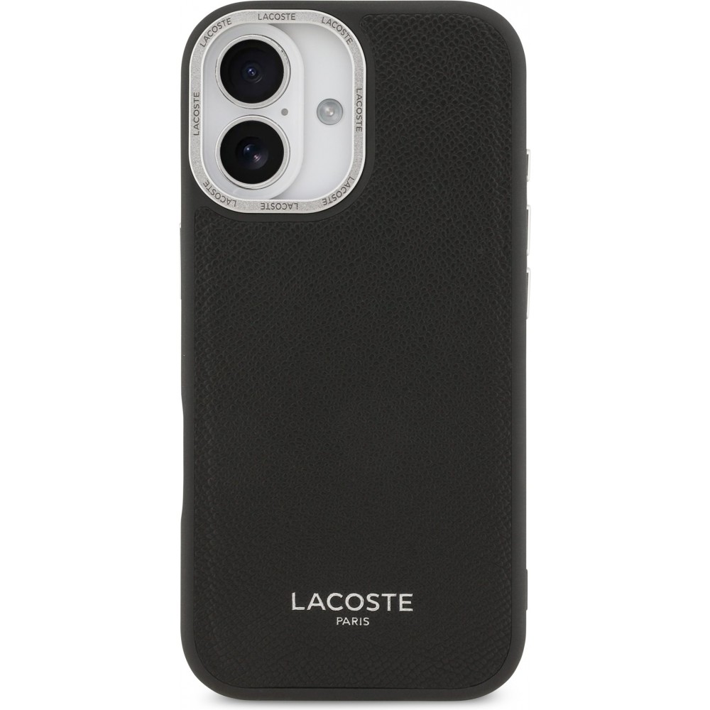 iPhone 17 Case Hülle - Lacoste PU Leder Champs Elysees MagSafe elegante und langlebige Schutzhülle - Schwarz