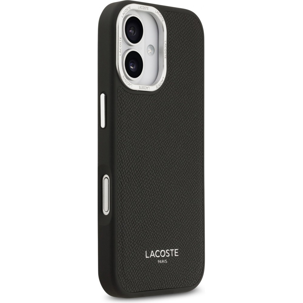 iPhone 17 Case Hülle - Lacoste PU Leder Champs Elysees MagSafe elegante und langlebige Schutzhülle - Schwarz