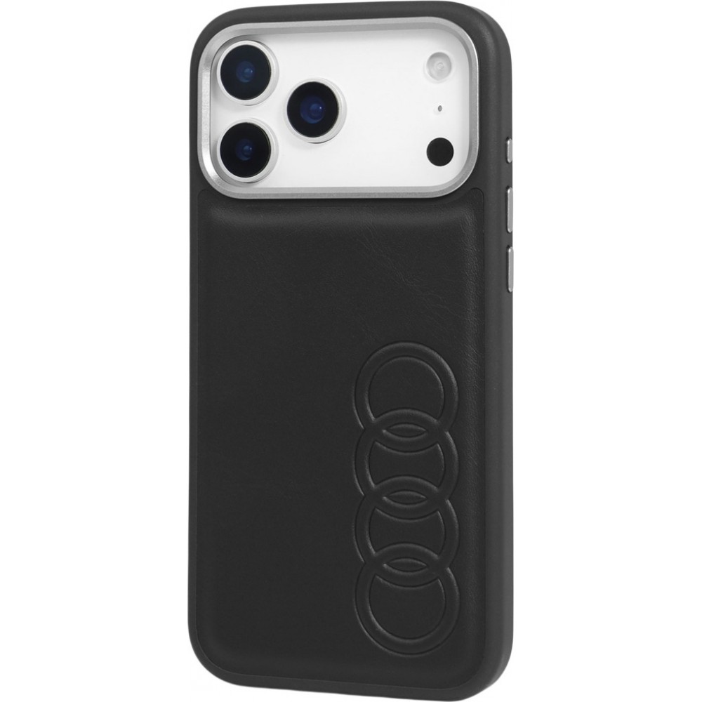 Coque iPhone 17 Pro - Audi TT MagSafe en cuir synthétique avec le logo en relief - Noir