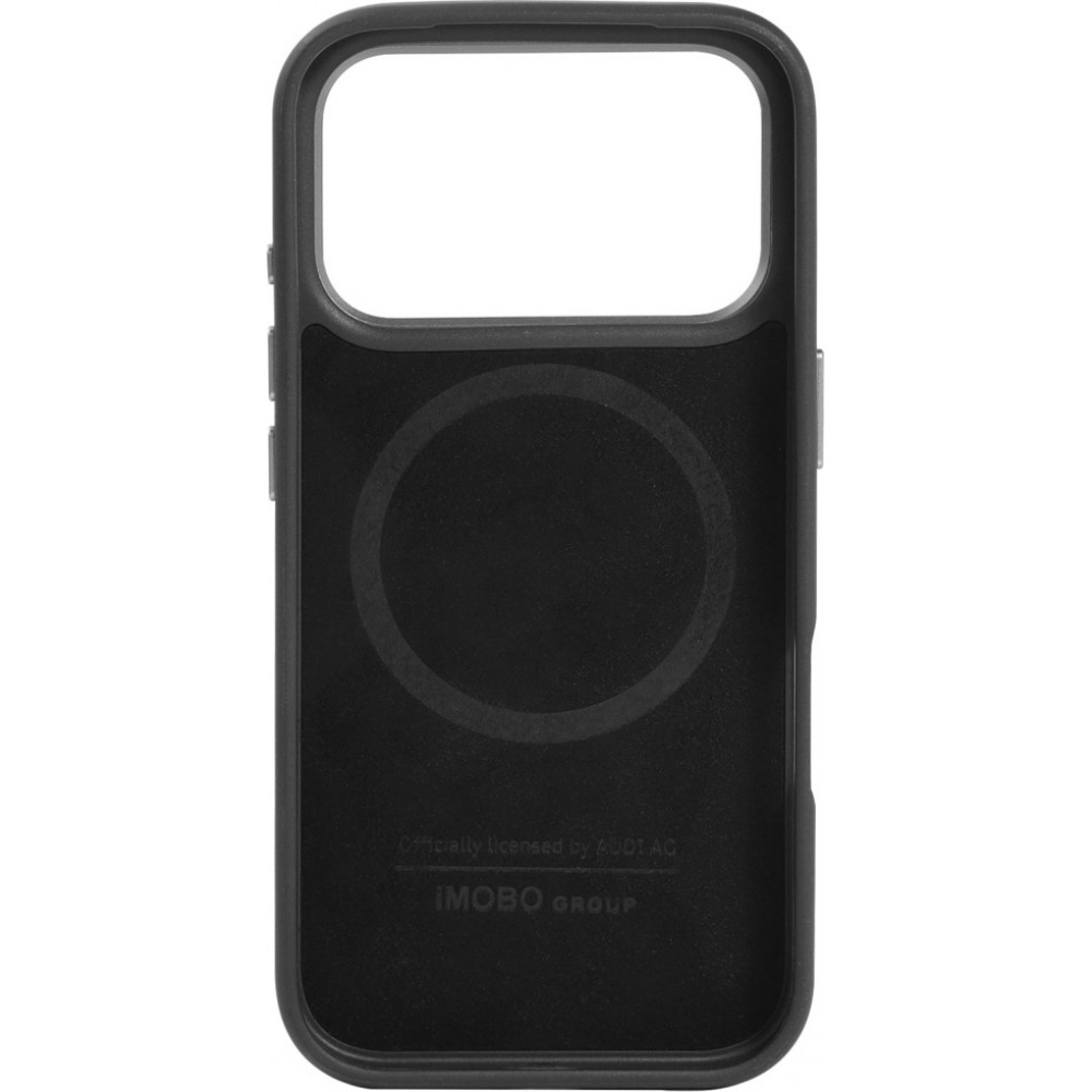 Coque iPhone 17 Pro - Audi TT MagSafe en cuir synthétique avec le logo en relief - Noir