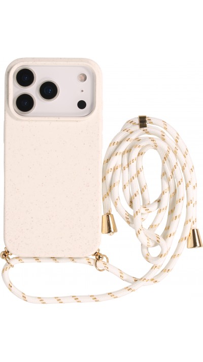 iPhone 17 Pro Max Case Hülle - Bio Eco-Friendly Vegan mit Handykette Necklace - Weiss