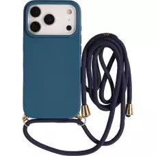 iPhone 17 Pro Max Case Hülle - Bio Eco-Friendly Vegan mit Handykette Necklace blau