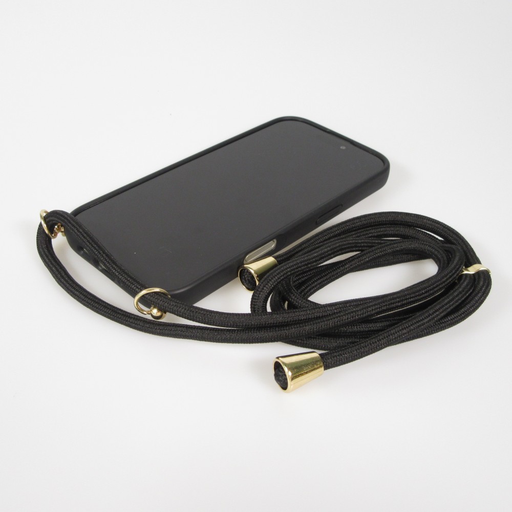 iPhone 17 Pro Max Case Hülle - Bio Eco-Friendly Vegan mit Handykette Necklace - Schwarz