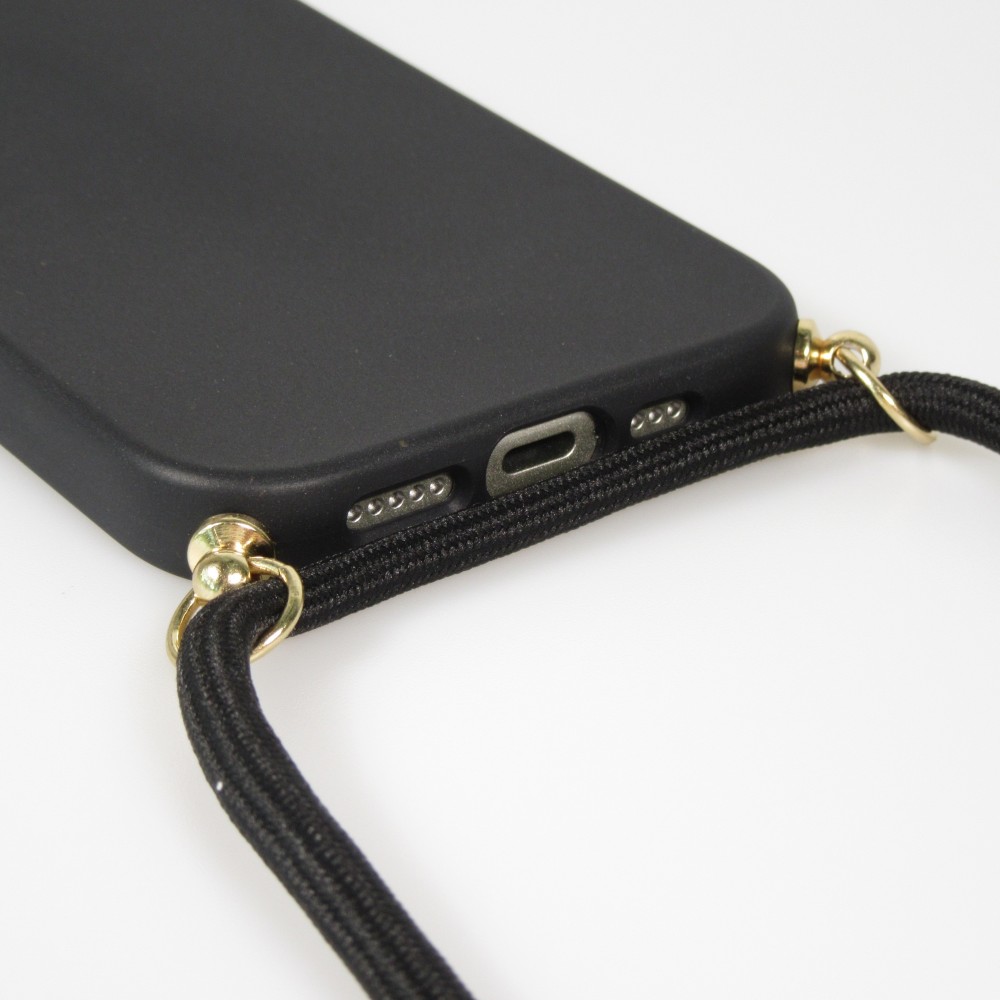 iPhone 17 Pro Max Case Hülle - Bio Eco-Friendly Vegan mit Handykette Necklace - Schwarz