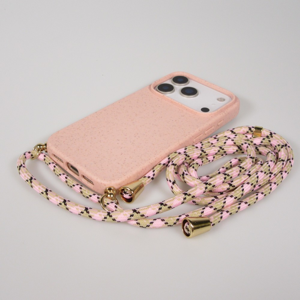 iPhone 17 Pro Case Hülle - Bio Eco-Friendly Vegan mit Handykette Necklace - Rosa