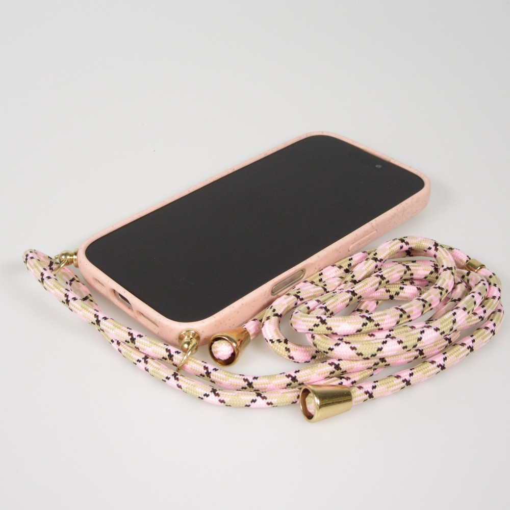 iPhone 17 Pro Case Hülle - Bio Eco-Friendly Vegan mit Handykette Necklace - Rosa