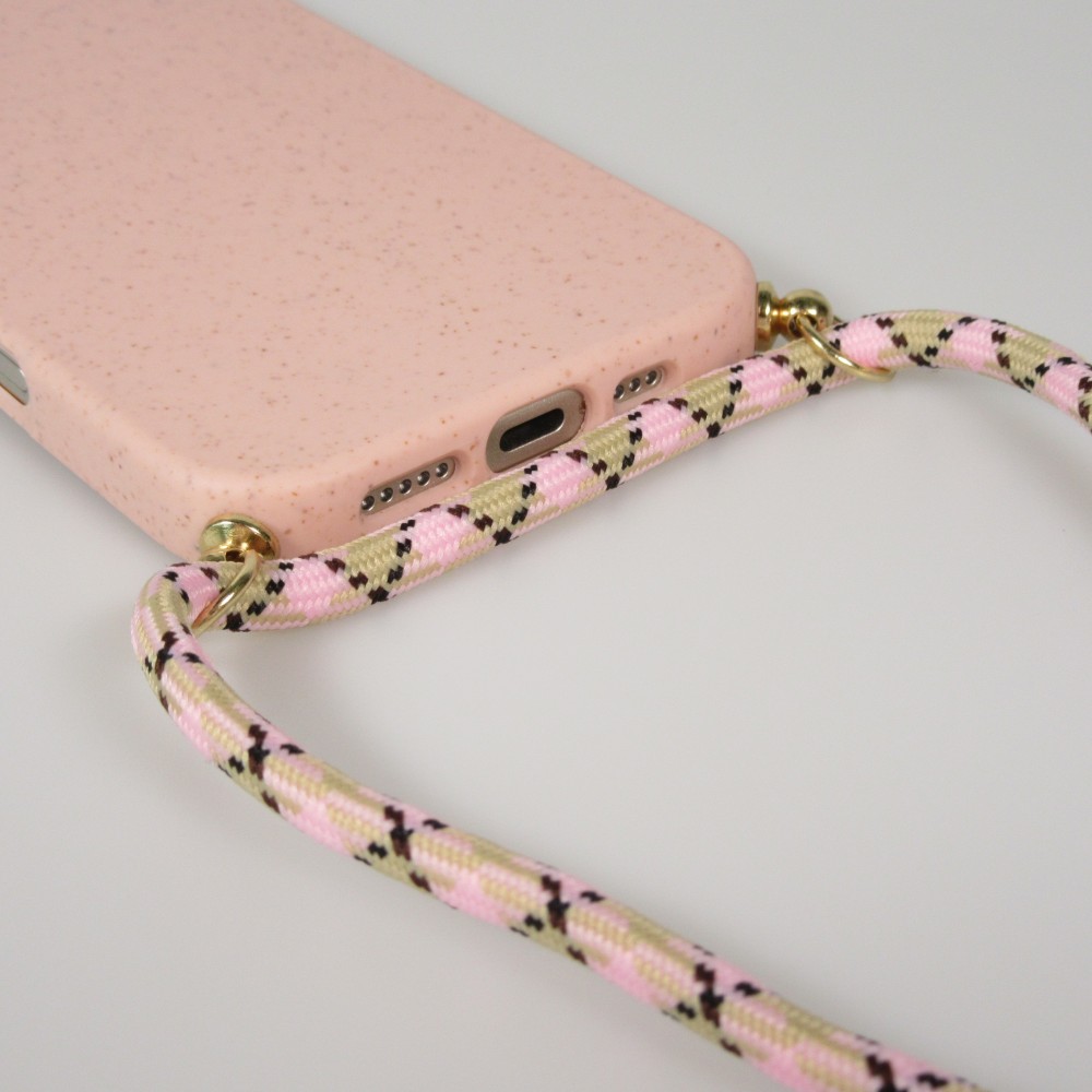 iPhone 17 Pro Case Hülle - Bio Eco-Friendly Vegan mit Handykette Necklace - Rosa