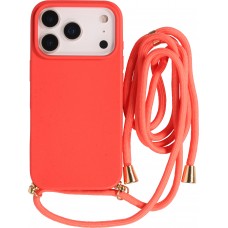 iPhone 17 Pro Case Hülle - Bio Eco-Friendly Vegan mit Handykette Necklace - Rot
