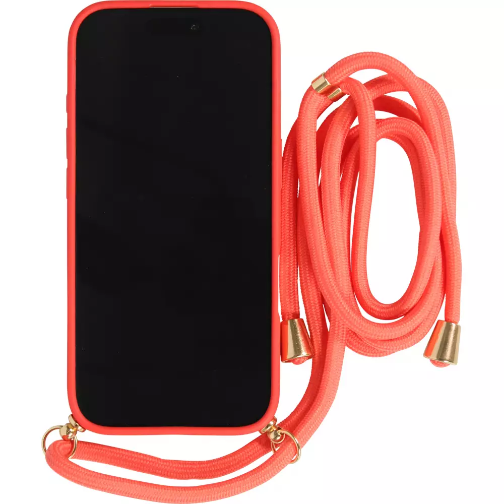 iPhone 17 Pro Max Case Hülle - Bio Eco-Friendly Vegan mit Handykette Necklace - Rot