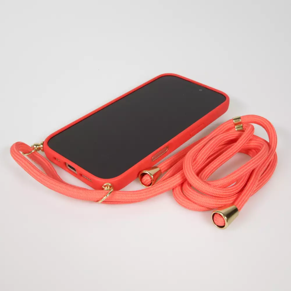 iPhone 17 Pro Max Case Hülle - Bio Eco-Friendly Vegan mit Handykette Necklace - Rot