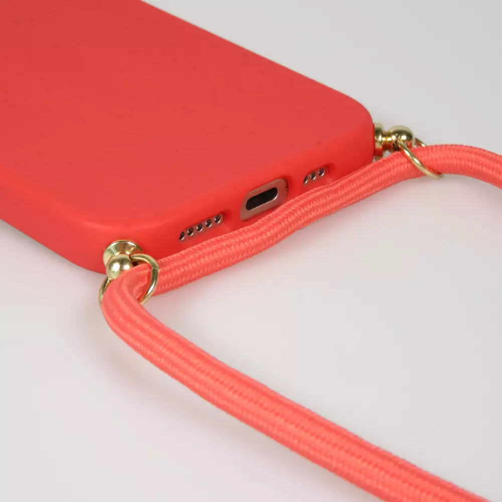iPhone 17 Pro Max Case Hülle - Bio Eco-Friendly Vegan mit Handykette Necklace - Rot