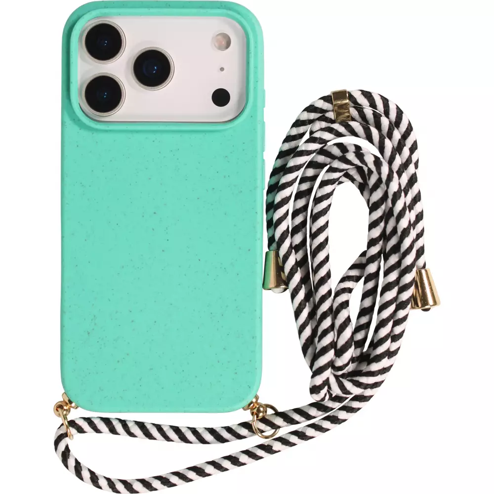 iPhone 17 Pro Max Case Hülle - Bio Eco-Friendly Vegan mit Handykette Necklace - Türkis