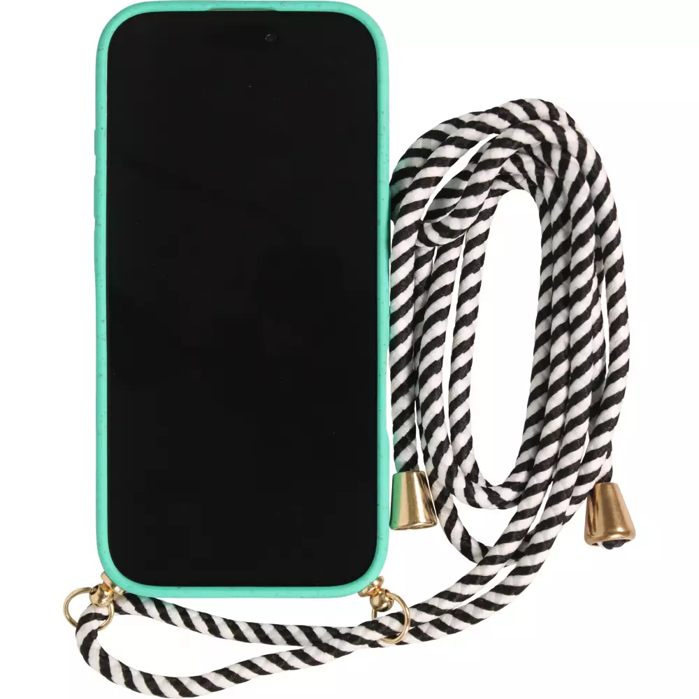 iPhone 17 Pro Max Case Hülle - Bio Eco-Friendly Vegan mit Handykette Necklace - Türkis