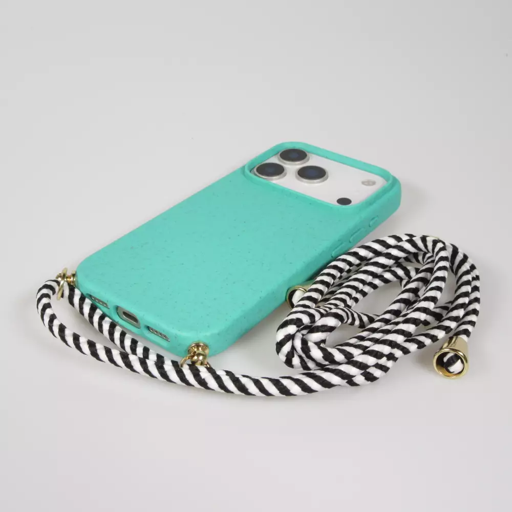 iPhone 17 Pro Max Case Hülle - Bio Eco-Friendly Vegan mit Handykette Necklace - Türkis