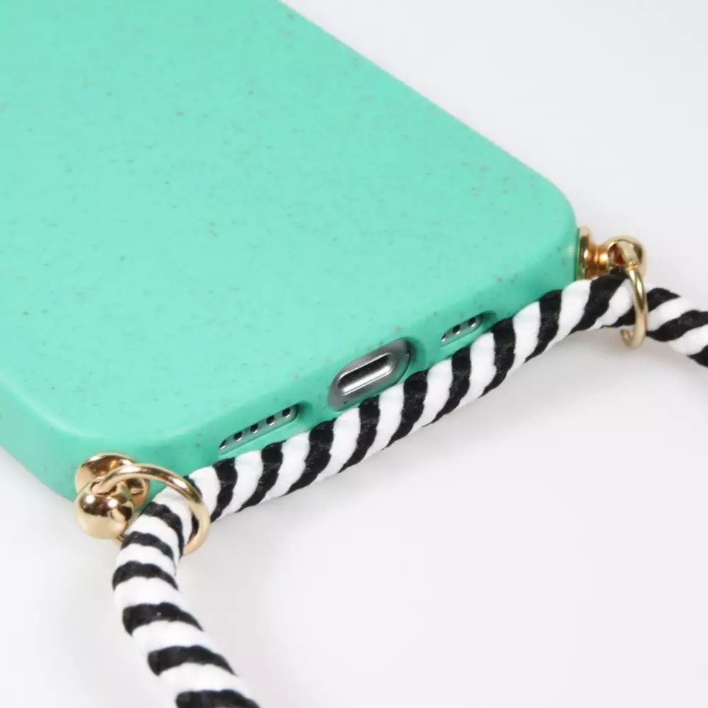 iPhone 17 Pro Max Case Hülle - Bio Eco-Friendly Vegan mit Handykette Necklace - Türkis