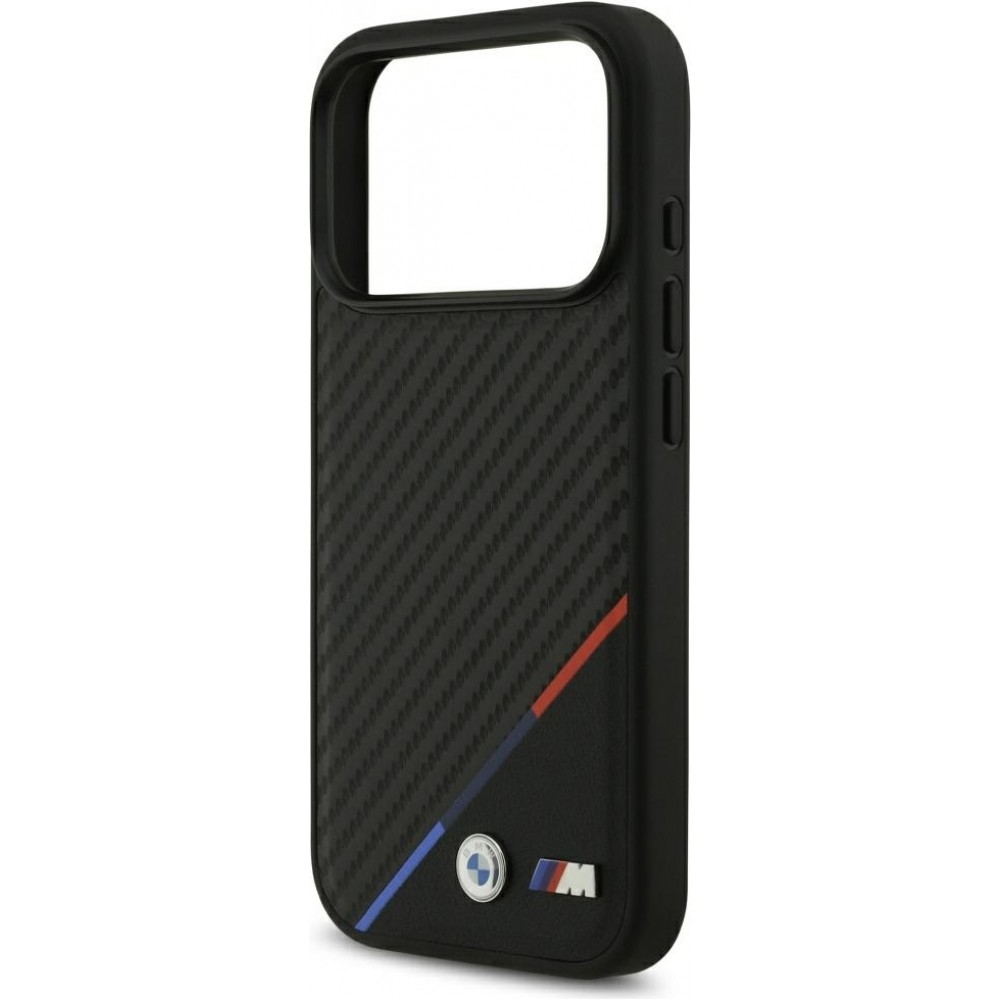 iPhone 17 Pro Case Hülle - BMW M Carbon Tricolor Line MagSafe kompatible Premium Schutz - Schwarz