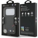 iPhone 17 Pro Case Hülle - BMW M Carbon Tricolor Line MagSafe kompatible Premium Schutz - Schwarz