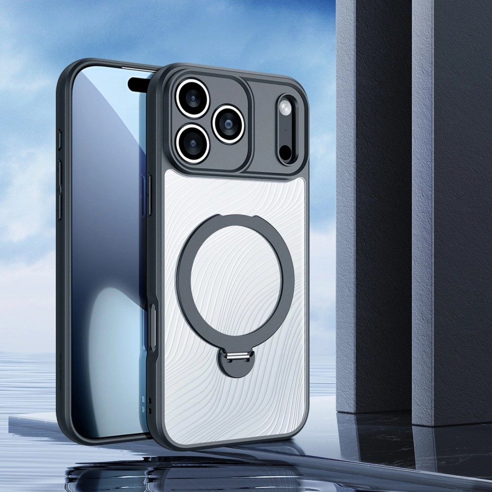 iPhone 17 Pro Case Hülle - Dux Ducis Aimo Mag Serie mit Halterung und Magnetring - Schwarz