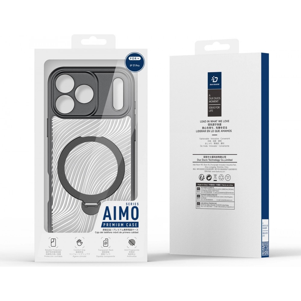 iPhone 17 Pro Case Hülle - Dux Ducis Aimo Mag Serie mit Halterung und Magnetring - Schwarz