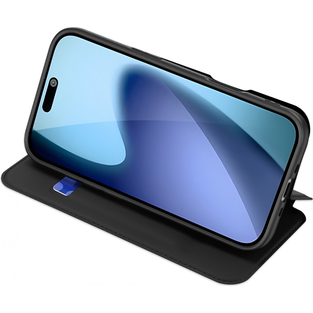 iPhone 17 Pro Case Hülle - Dux Ducis Skin Pro - Schwarzes PU- und TPU-flexibles Kunstleder mit Kartenfach und Klappe
