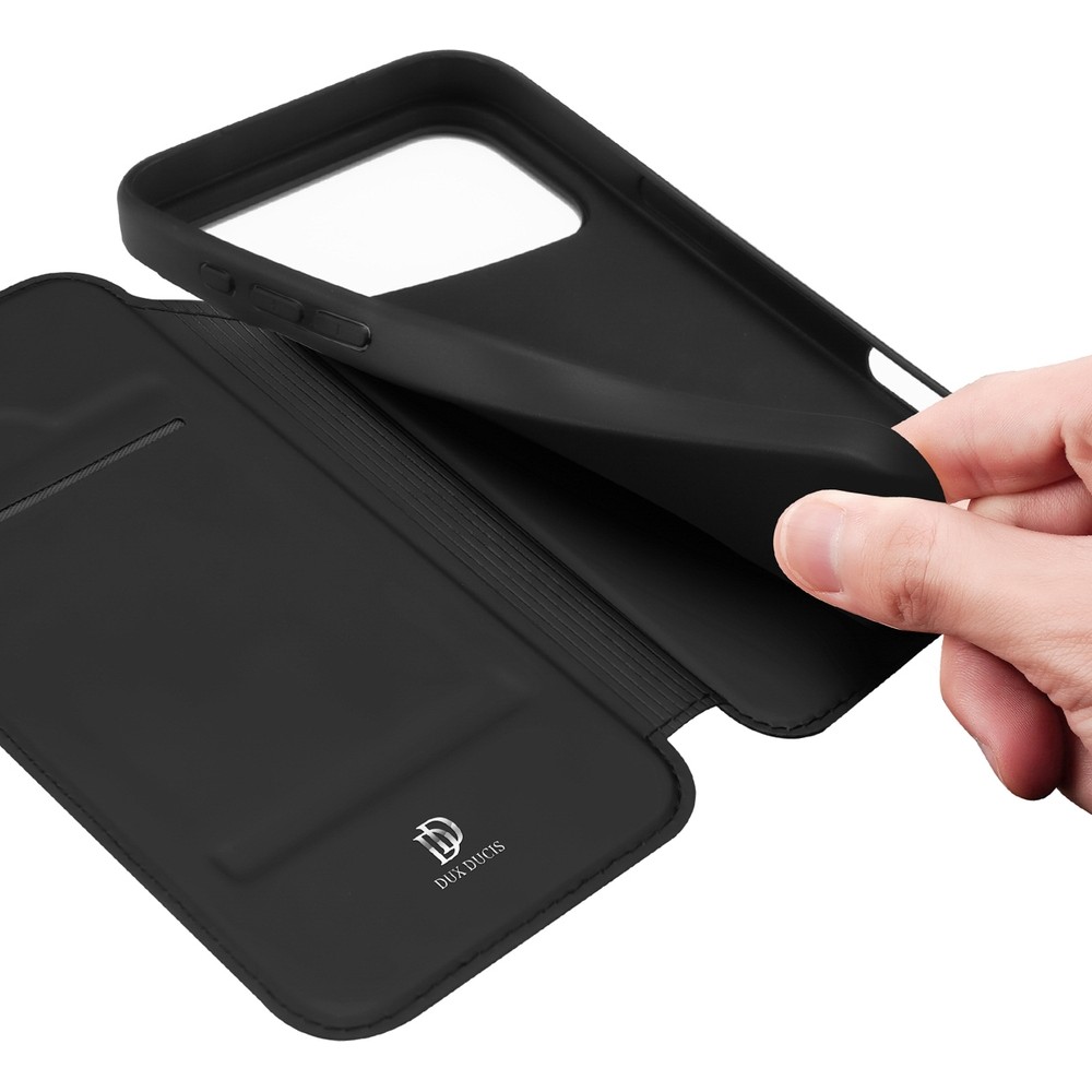 iPhone 17 Pro Case Hülle - Dux Ducis Skin Pro - Schwarzes PU- und TPU-flexibles Kunstleder mit Kartenfach und Klappe