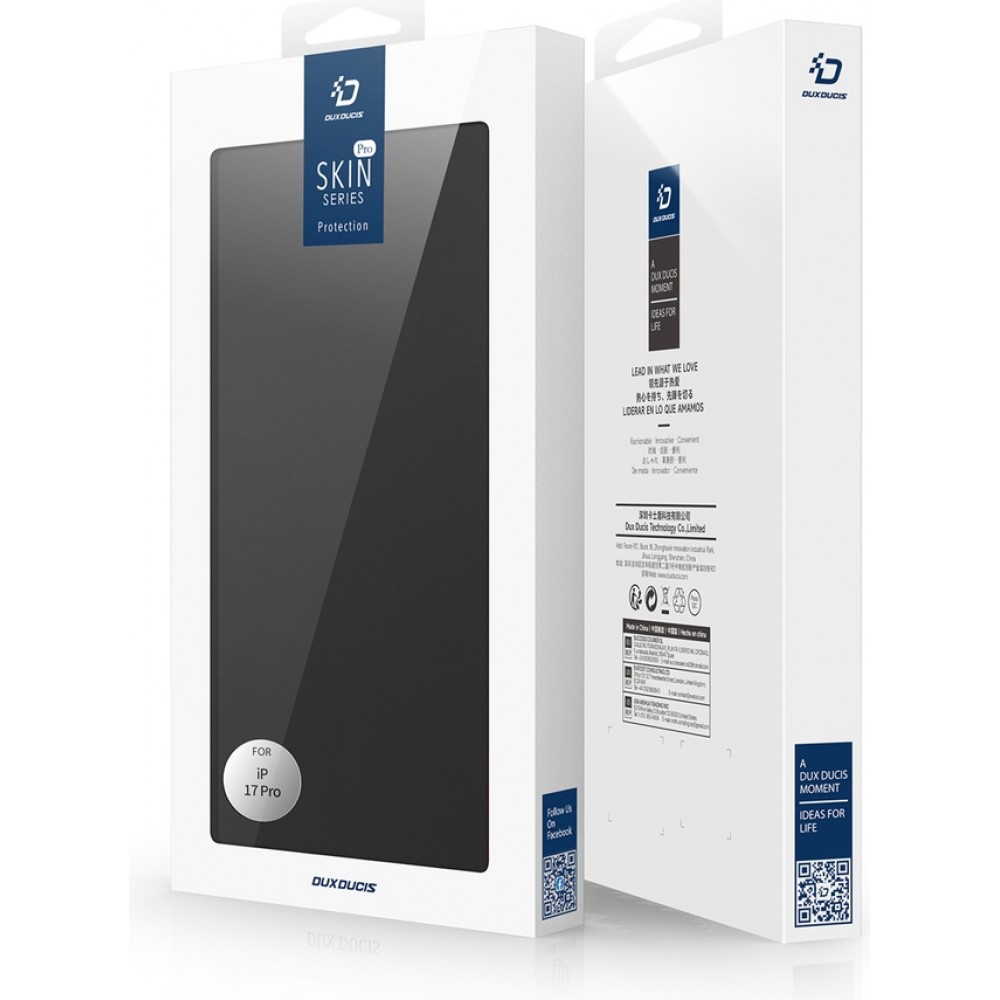 iPhone 17 Pro Case Hülle - Dux Ducis Skin Pro - Schwarzes PU- und TPU-flexibles Kunstleder mit Kartenfach und Klappe