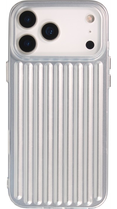 iPhone 17 Pro Case H&uuml;lle - Weiches Material mit 3D-Rillen Stylisch & lichtreflektierend - Silber