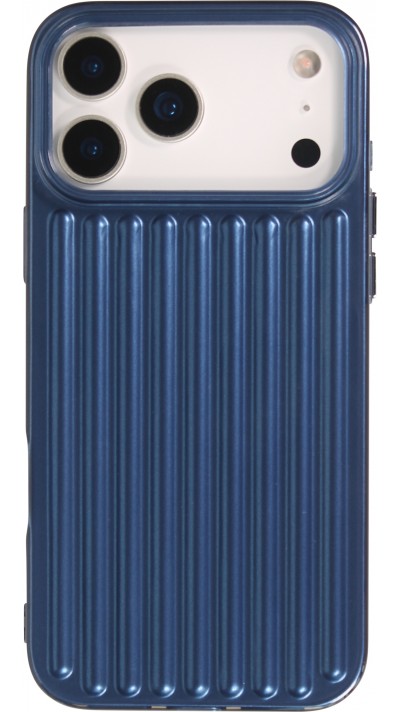 iPhone 17 Pro Max Case H&uuml;lle - Weiches Material mit 3D-Rillen Stylisch & lichtreflektierend - Blau