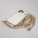 Hülle iPhone 17 Pro Max - Gummi transparent mit Seil beige