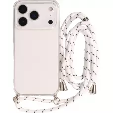 Hülle iPhone 17 Pro Max - Gummi transparent mit Seil - Weiss gefleckt